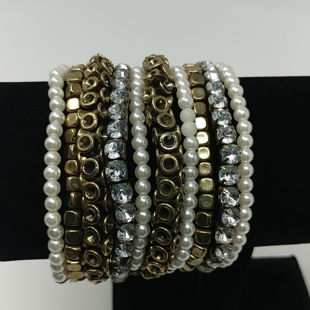 NWT Mixed Bead Row Wide Stretch Bracelet